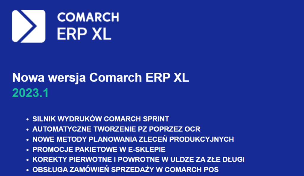 Comarch ERP XL 2023.1 nowa wersja