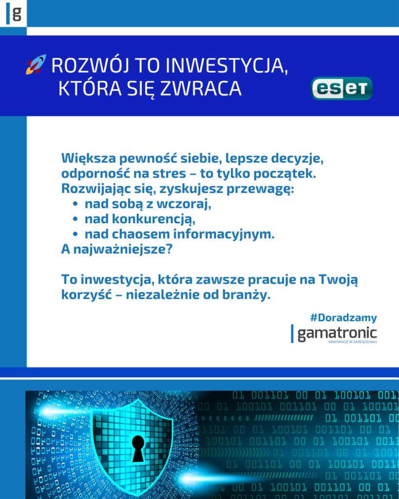 Rozwój to inwestycja, która się zwraca.
Większa pewność siebie, lepsze decyzje, odporność na stres – to tylko początek. Rozwijając się, zyskujesz przewagę: nad sobą z wczoraj, nad konkurencją, nad chaosem informacyjnym. A najważniejsze? To inwestycja, która zawsze pracuje na Twoją korzyść – niezależnie od branży.
#Doradzamy Gamatronic